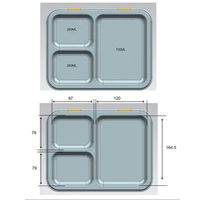 Boîte à lunch bento en acier inoxydable à 3 compartiments, sans BPA, design simple, capacité de 1240 ml, récipient alimentaire étanche pour enfants