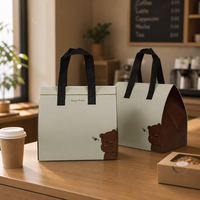 Sac isotherme réutilisable en non-tissé, personnalisé, motif ours de dessin animé, écologique, pour café, boulangerie, livraison de nourriture, sac cadeau