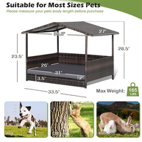 Nichoir pour chien en rotin résistant aux intempéries, pour intérieur et extérieur, lit surélevé pour chiot, abri pour chien pour le jardin