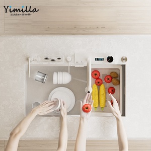 Fregadero <span class=keywords><strong>de</strong></span> Cocina Multifuncional Inteligente <span class=keywords><strong>de</strong></span> Acero Inoxidable Blanco <span class=keywords><strong>de</strong></span> Lujo con Grifo Extraíble Giratorio para Agua Pura - Product Image 3