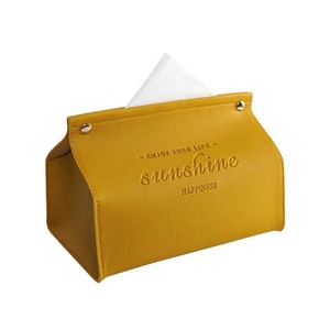 PU Leather Tissue Case <b>Simple</b> Rectangle Paper Holder Desktop Storage Container for Home Office Car Accessories - Product Image 1