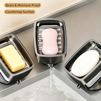 Porte-savon à ventouse étanche double couche en éponge, drainage sans perçage, écologique, forme incurvée moderne, en ABS