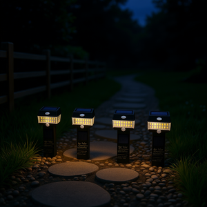 Luces LED solares para caminos, 4 unidades, IP65, resistentes al agua, con sensor del anochecer al amanecer, luces para escaleras exteriores, patio y barandillas - Product Image 2