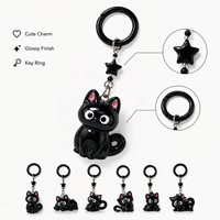 Porte-clés Chat Noir 3D Étoile, Mignon Dessin Animé, Chaton aux Grands Yeux, Breloque de Sac, Pendentif, Cadeau pour Femme, Prêt à Expédier