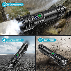 Loại-C có thể sạc lại siêu sáng 3 chế độ Zoomable không thấm nước <span class=keywords><strong>Led</strong></span> đèn pin <span class=keywords><strong>Torch</strong></span> với màn hình hiển thị điện - Product Image 4