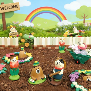 Adorno Pequeño de Resina con Diseño de Gato, Rana y Granjero de Jardín de Primavera, Estilo Japonés ZAKKA - Product Image 3