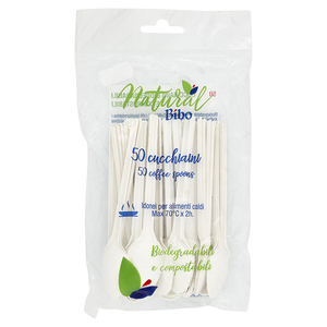 Biodegradable and compostable bioplastic <b>coffee</b> <b>spoon</b>, white, 50 pcs/pack - Product Image 2