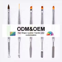 Pinceau Spatule Ovale Double Face Esung Personnalisé avec Logo, en Poils de Kolinsky de Luxe pour Polygel, avec Doublure en Nylon, Manche Noir et Doré, Doux au Toucher