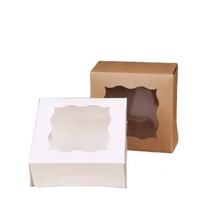 透明な窓のふたが付いている良質のクッキーのベーキング包装の甘いビスケットカップケーキクラフト紙箱