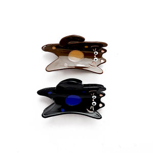 Pince à cheveux unisexe en acétate 10x5cm en forme de chat, motif dessin animé à pois ronds, design kawaii, couleur personnalisable, accessoires pour cheveux - Product Image 4