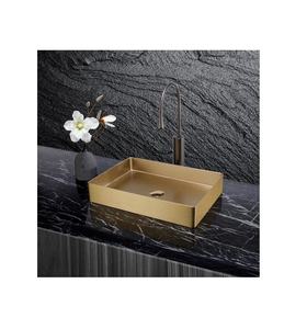 Fregadero Rectangular de acero inoxidable hecho a mano Superior Lavabo de baño dorado con forma de cuenco para uso en la cocina - Product Image 1