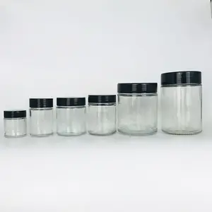 Zwart Plastic Cap Rechte Glazen Mason Jar 30 Ml 50 Ml 100 Ml 280 Ml En 350 Ml