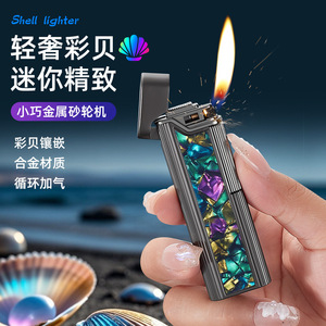 Mini Encendedor de Cigarrillos Metálico Recargable, Resistente al Viento, con Incrustaciones de Colores, para Regalo, Uso en Exteriores - Product Image 5