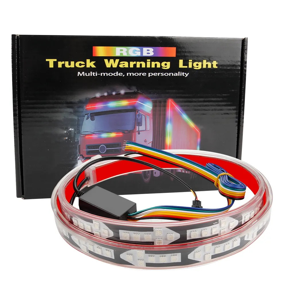 KEEN 9-30V Multifunction Dream Color RGB Arrow Truck Led Bar Car Tailgate Warning Strip Light Flash Brake Flow Turn Reverse Lamp