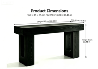 Tables consoles de 63 pouces de long pour l'entrée, grande table de canapé derrière le canapé, table d'entrée en bois noir pour le couloir