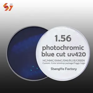 1.56 hmc 포토 크로 믹 블루 컷 uv420 shmc 1.61 1.67 1.74 제조업체 안경 lentes 광학 렌즈 사진 회색 렌즈