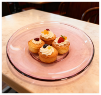 Petites assiettes en verre - avec bord rebordé, ensemble d'assiettes en verre rose, assiette à dessert transparente, passe au lave-vaisselle et au micro-ondes