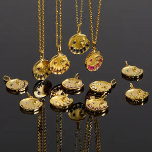 Hot Sale Smiling Pumpkin Vergoldete Anhänger Halskette für Frauen Verstellbare bunte Zirkon Anhänger Halskette für Halloween-Party - Product Image 1