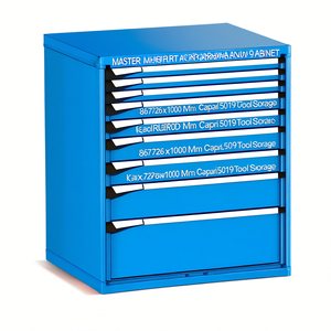 Fami Master Key Comfort <b>Drawer</b> Cabinet 9 <b>Drawers</b> 867x726x1000 Mm Capri Blue Ral5019 <b>Tool</b> Storage - Product Image 2