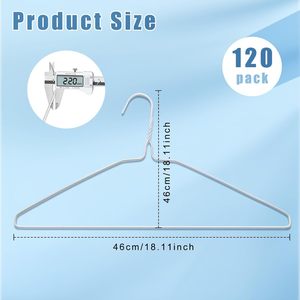 Cintres en fil métallique d'acier blanc galvanisé/peint en poudre pour vêtements, blanchisserie et nettoyage à sec, épaisseur 1,9-2,5 mm, 16-18 pouces - Product Image 2