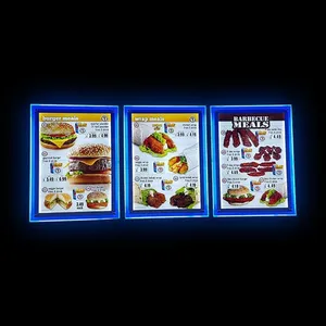 Advertising Indoor Menu Display Wall Mounted Acrylic Crystal Light Box Ultra Thin Led Display Restaurant RGB Menu Board