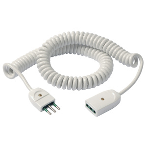 White Coiled <b>Extension</b> Cord 15m With <b>Plug</b> And <b>Socket</b> For Power Connection - Product Image 1