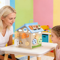 Nouveauté transfrontalière : Maison de jeu intelligente multifonction en bois, Piano de percussion Montessori pour l'éducation précoce, 40 animaux