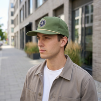 Reach CE Fabrikant Vintage Groene Katoenen 5-Panel Onbestructureerde Pet met Aangepaste Geborduurde Logo Baseball Cap voor Heren