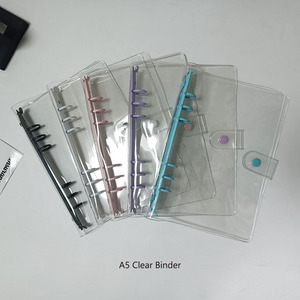 Quantité minimale de commande bas personnalisé transparent PVC or rose 6 anneaux budget livre manchon feuilles mobiles planificateur couverture clair A5 classeur - Product Image 6