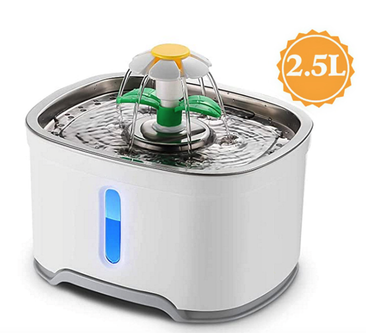 Водяной фонтанчик для домашних животных, из нержавеющей стали, 2,5 л, со светодиодной подсветкой, для кошек и собак