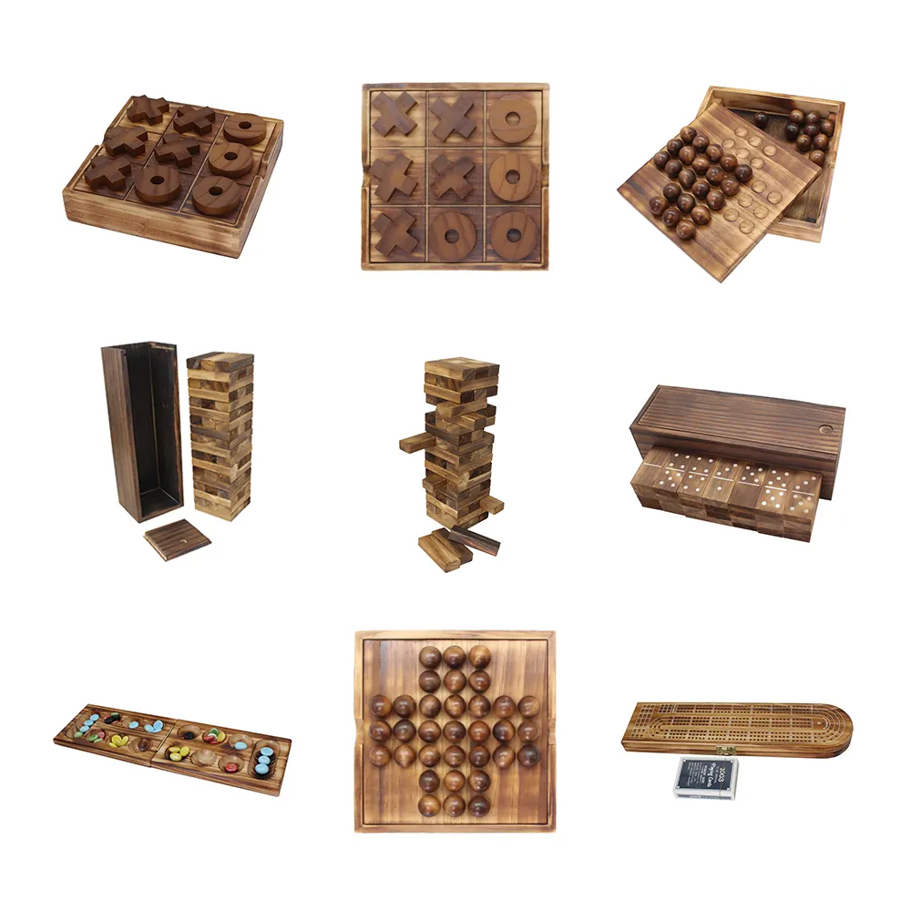 Fábrica Customizável Charred Wood Indoor Tabletop Games Series Game Board Custom Perfeito para Diversão Familiar Divertido Relaxamento