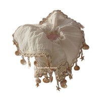 Écharpe carrée à pompons coquillages style resort Island Diary Super Fairy, attache-cheveux design de niche bohème fait main, élastique et très résistante