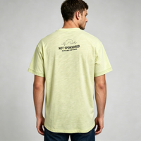 Kaos Pria Bahan Katun Slub Sablon Sutra Kuning, Kerah O-neck, Lengan Pendek, Ringan, Kasual, dan Bernapas
