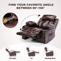 Fauteuil Inclinable en Cuir PU, Fauteuil Relax Rembourré Large pour Une Personne, Siège Canapé de Cinéma Maison pour Salon