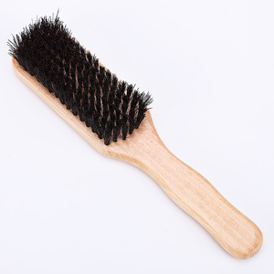 Brosse à barbe en bois massif avec poils en nylon doux, manche droit et courbé pour l'entretien de la barbe - Product Image 4