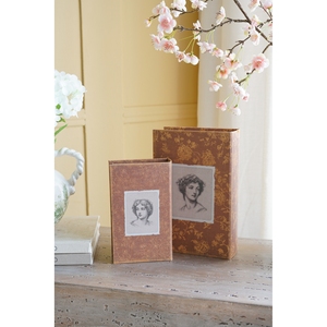 Set Of 2 Vintage Decorative <b>Book</b> <b>Box</b> With Elegant Lady Motifs L7x3x10.5 S5x2x8.5 - Product Image 1