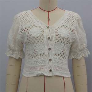 Cárdigan Elegante de <span class=keywords><strong>Mujer</strong></span> 2026, de Manga Corta, Tejido de Encaje <span class=keywords><strong>Calado</strong></span>, con Logotipo Delgado en la Parte Delantera, Suéteres Elegantes para <span class=keywords><strong>Mujer</strong></span> - Product Image 1