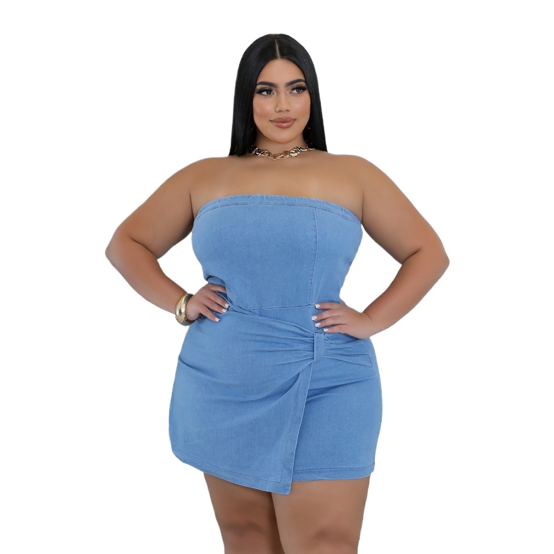 white christmas dresses Plus Size Daisy Denim Tube Dress