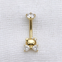 Anneau de nombril Mitu en titane ASTM-F136 G23 plaqué or 18 carats avec zircon pour piercing de nombril de fête