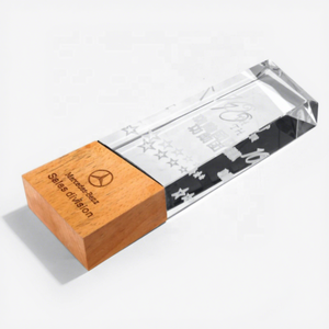 Plaques en bois et en cristal gravées avec logo personnalisé, trophées commémoratifs - Product Image 2