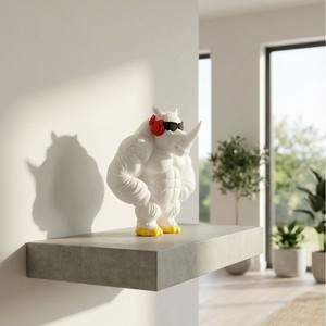 Figura de Rinoceronte Musculoso 3D en PLA, Adorno de Rinoceronte con Gafas de Sol y Auriculares, Decoración para el Hogar, Oficina, Escritorio, Juegos, Regalo Novedoso - Product Image 5
