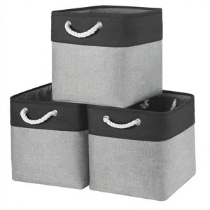 <b>Collapsible</b> Fabric Storage <b>Basket</b> Cube with Rope Handles for Clothes Toys Nursery Closet Organization - Product Image 3