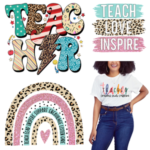 Transfert d'impression DTF enseigner amour inspiration transfert de chaleur autocollant transfert d'impression fer sur décalcomanies modèles pour enseignants - Product Image 1