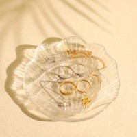 Assiette en verre cristal de luxe de haute qualité, motif coquillage perlé, jetable et écologique pour les fêtes