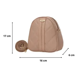Sac Organisateur de Maquillage Bandoulière pour Femme Fana en Cuir Nude 1-3L Style Show It Off - Product Image 3