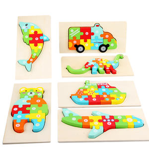 Cartone animato in legno 3D dinosauro Figure puzzle giochi da tavolo fai da te educazione precoce <span class=keywords><strong>Montessori</strong></span> giocattoli di <span class=keywords><strong>apprendimento</strong></span> per bambini ragazzi ragazze - Product Image 2