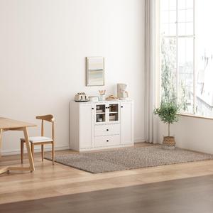 Meuble de rangement de cuisine style nordique, buffet blanc mat de 1200 mm de large avec porte vitrée, 1200x350x880mm - Product Image 2