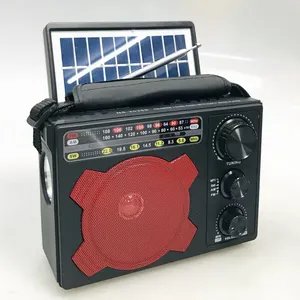 热卖复古3波段AM FM SW太阳能电池板可充电收音机带灯无线通用USB/TF MP3播放器扬声器收音机