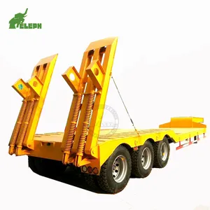 Tractor de cama baja de 3 ejes, remolque, excavadora, contenedor de transporte, plataforma plana, cama baja, semirremolque Lowboy