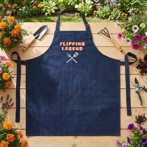 Delantal Personalizado de Mezclilla Sólida con Cuello Ajustable, Bolsillos Multicompartimento, para Cocina al Aire Libre, Panadería, Cafetería, con Logotipo Personalizado - Product Image 1